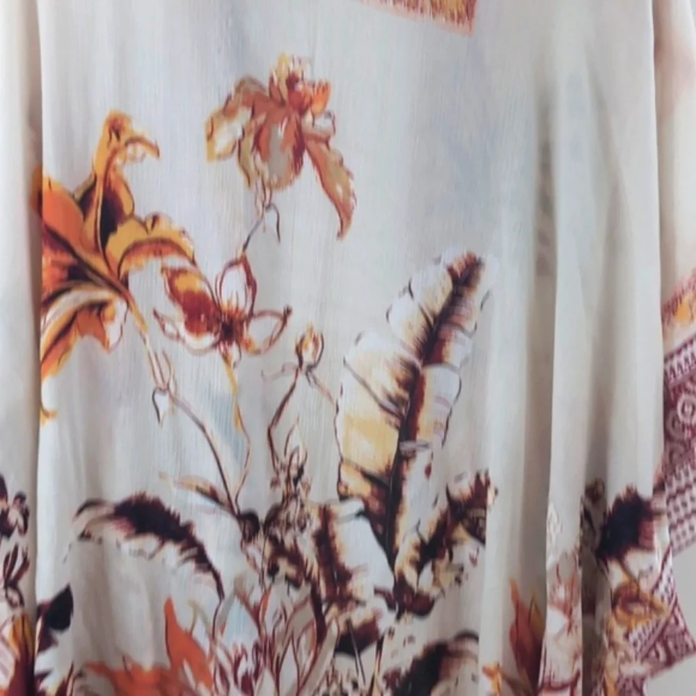 Vince Camuto Cream and Orange Shrug/Kimono One Size Fits Most NWTG